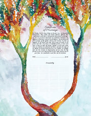 Watercolor Trees Marriage Certificate