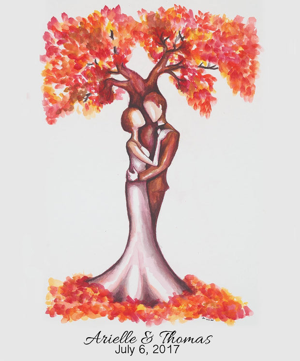 Fall Leaves Wedding Guest Book Alternative Canvas - Anna Abramzon Studio