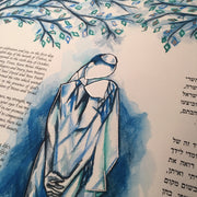 Mystical Forest Ketubah in Shades of Blue - Anna Abramzon Studio