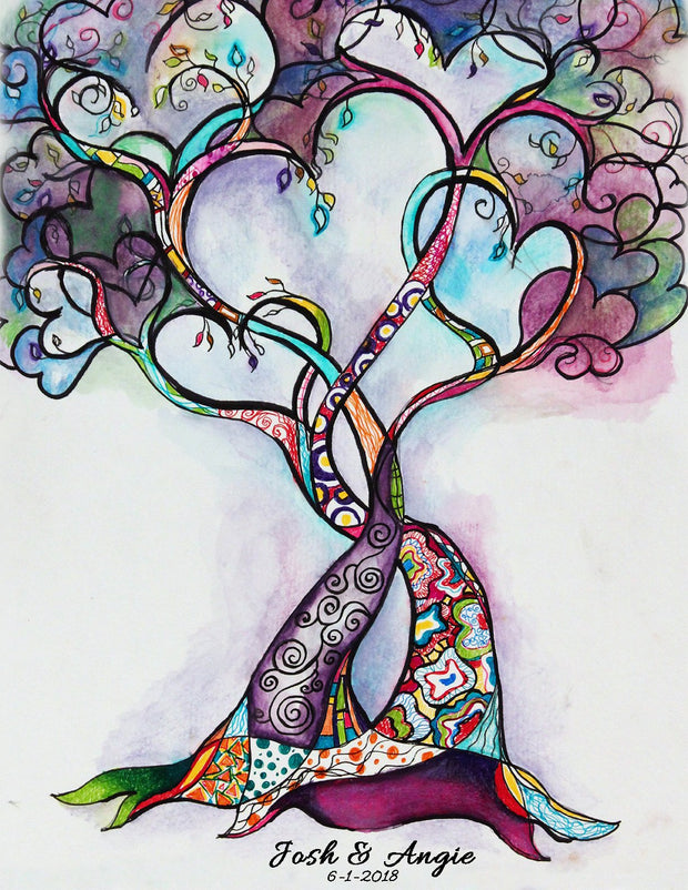 Heart Tree of Life Wedding Guest Book Alternative - Anna Abramzon Studio
