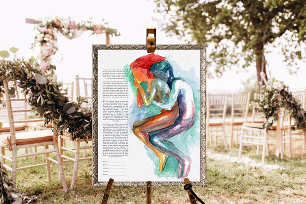 Printable Spooning Couple Watercolor Ketubah PDF Download