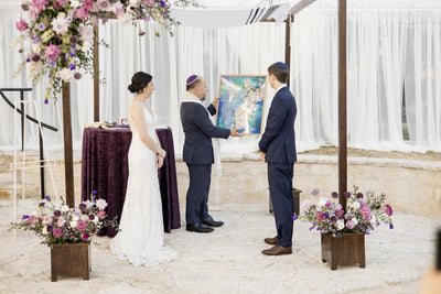 A Cherry Blossoms and Chinese Calligraphy Ketubah for Janine and Drew
