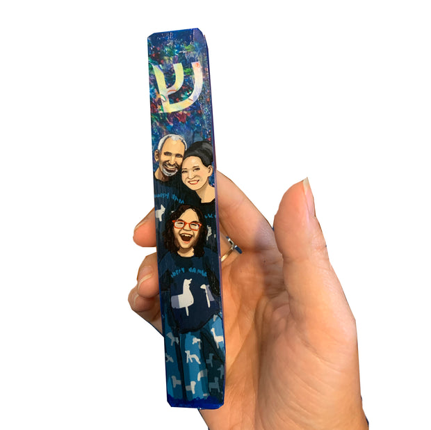 Custom Family Portrait Mezuzah Case - Anna Abramzon Studio