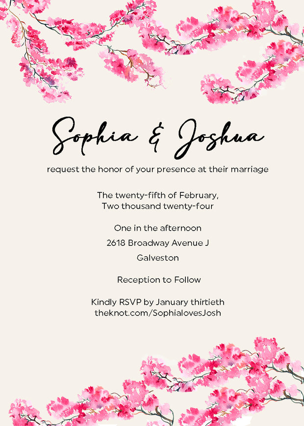 Cherry Blossoms Wedding Invitation & Response Cards