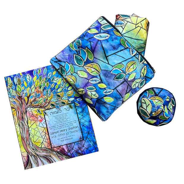 Stained Glass Tree of Life Painted Tallit 1