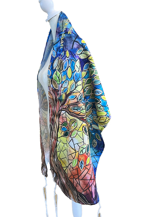 Stained Glass Tree of Life Painted Tallit 1