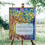 Tree of Life Stained Glass Style Asymmetrical Ketubah