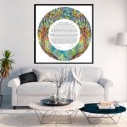 Round Stained Glass Trees of Life Watercolor Ketubah