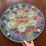 Stained Glass Mandala Painted Seder Plate