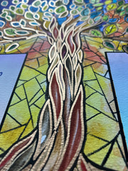 Stained Glass Style Tree of Life Watercolor Ketubah