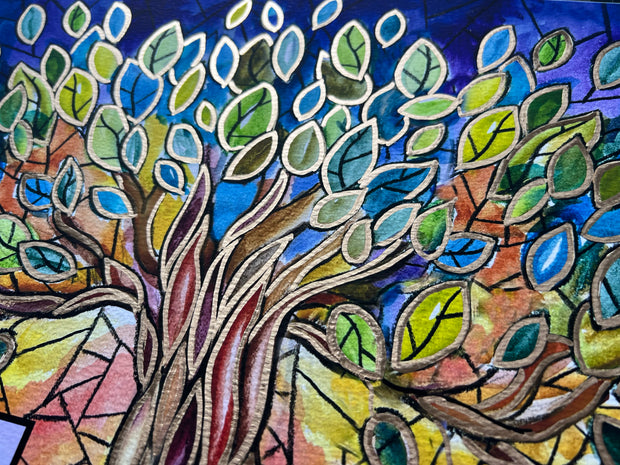 Stained Glass Style Tree of Life Watercolor Ketubah