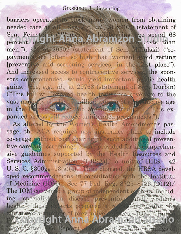 Ruth Bader Ginsburg Portrait - Anna Abramzon Studio