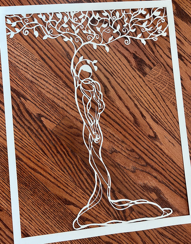 Classic Love Tree Papercut Multi-Layer Ketubah in Earth Tones and Peach