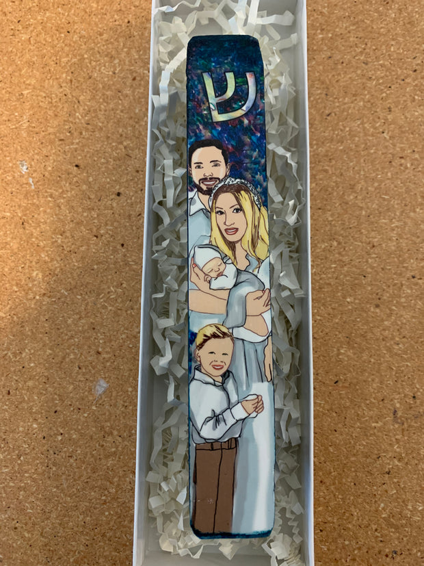 Custom Family Portrait Mezuzah Case - Anna Abramzon Studio