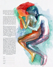 Spooning Couple Watercolor Ketubah - Anna Abramzon Studio